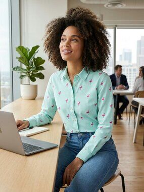 Lemon Way Embroidered Flamingo Size M